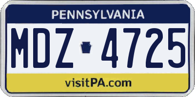 PA license plate MDZ4725