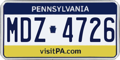 PA license plate MDZ4726