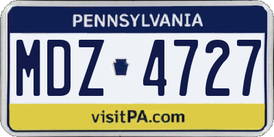 PA license plate MDZ4727