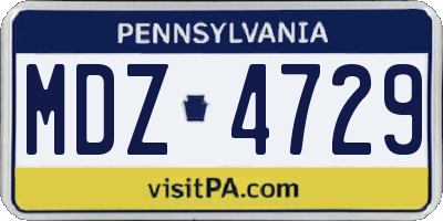 PA license plate MDZ4729