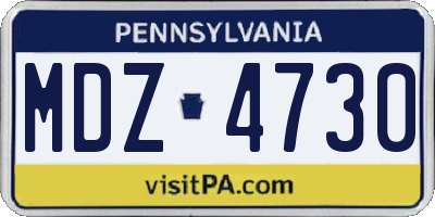 PA license plate MDZ4730