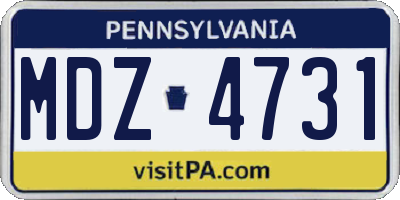 PA license plate MDZ4731