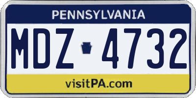 PA license plate MDZ4732
