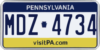PA license plate MDZ4734