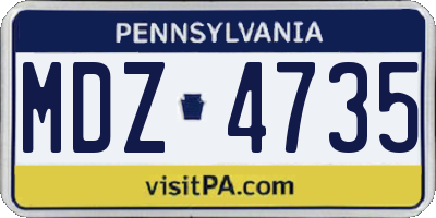 PA license plate MDZ4735
