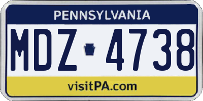 PA license plate MDZ4738