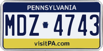 PA license plate MDZ4743