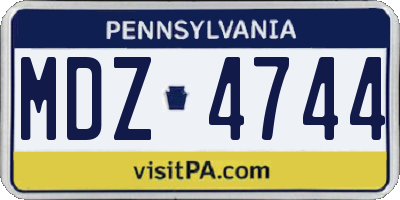 PA license plate MDZ4744