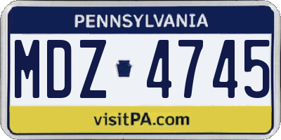 PA license plate MDZ4745