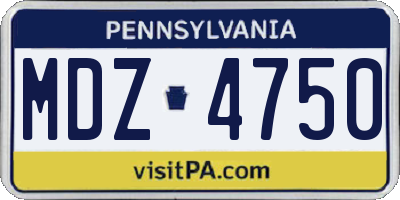 PA license plate MDZ4750