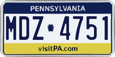 PA license plate MDZ4751