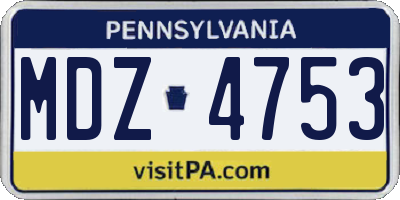 PA license plate MDZ4753