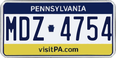 PA license plate MDZ4754