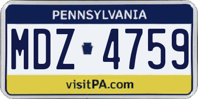 PA license plate MDZ4759