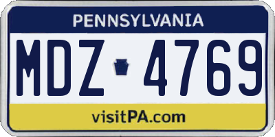 PA license plate MDZ4769