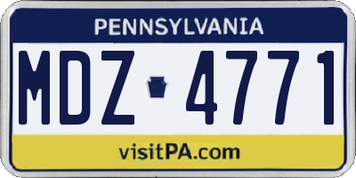PA license plate MDZ4771