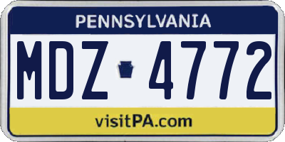 PA license plate MDZ4772