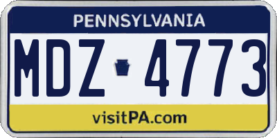 PA license plate MDZ4773