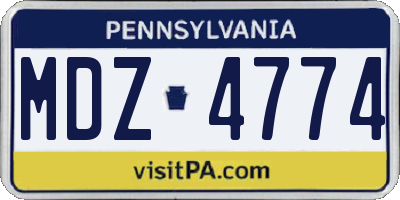 PA license plate MDZ4774