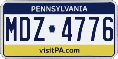 PA license plate MDZ4776