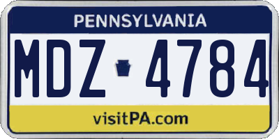 PA license plate MDZ4784