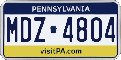PA license plate MDZ4804