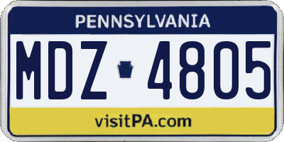 PA license plate MDZ4805