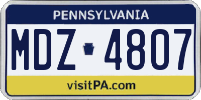 PA license plate MDZ4807