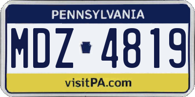 PA license plate MDZ4819