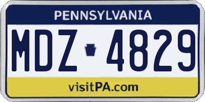 PA license plate MDZ4829