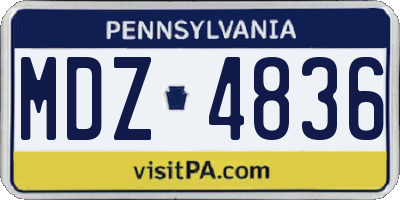 PA license plate MDZ4836