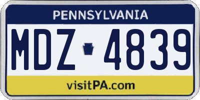 PA license plate MDZ4839