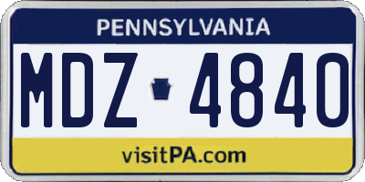 PA license plate MDZ4840