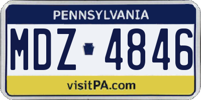 PA license plate MDZ4846