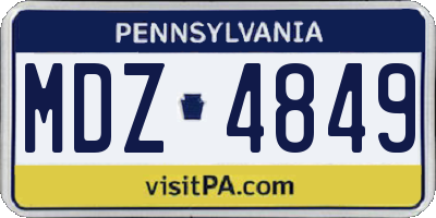 PA license plate MDZ4849