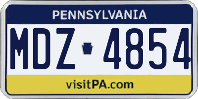 PA license plate MDZ4854