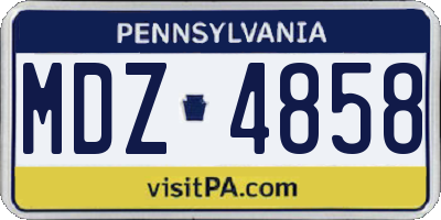 PA license plate MDZ4858