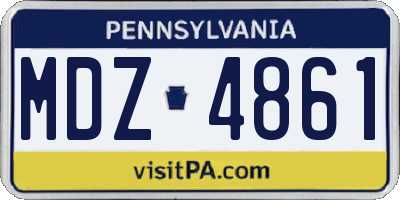 PA license plate MDZ4861