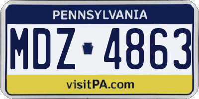 PA license plate MDZ4863