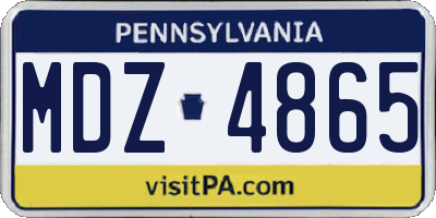 PA license plate MDZ4865