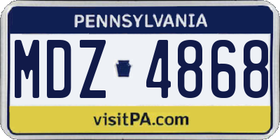 PA license plate MDZ4868