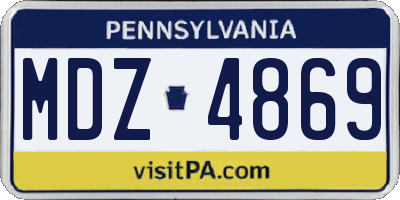 PA license plate MDZ4869