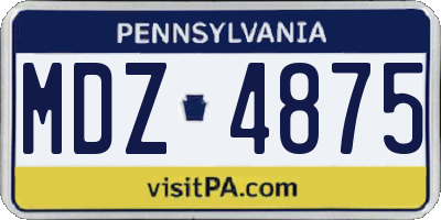 PA license plate MDZ4875