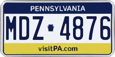 PA license plate MDZ4876