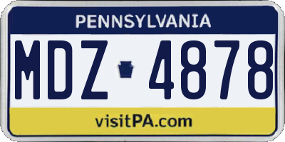 PA license plate MDZ4878