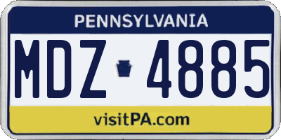PA license plate MDZ4885