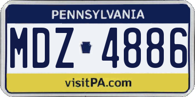 PA license plate MDZ4886
