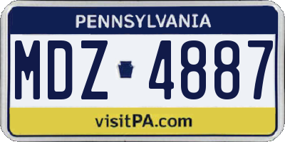 PA license plate MDZ4887