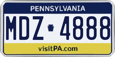 PA license plate MDZ4888