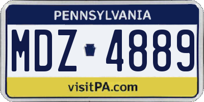 PA license plate MDZ4889